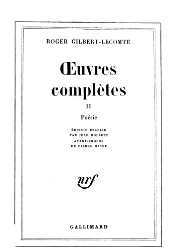 Oeuvres complètes, II - Poésie