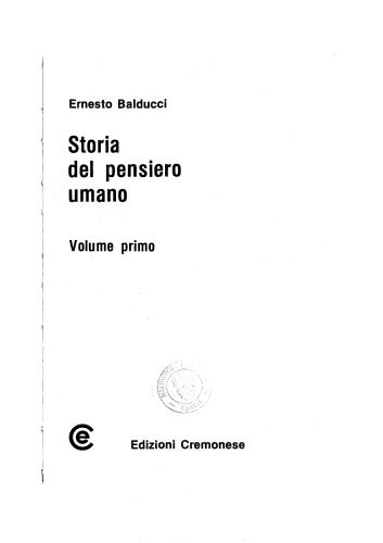 Storia del pensiero umano. Il pensiero antico