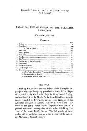 Essay on the grammar of the Yukaghir language