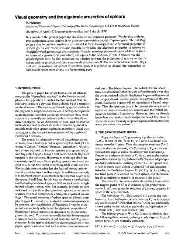 Visual geometry and the algebraic properties of spinors