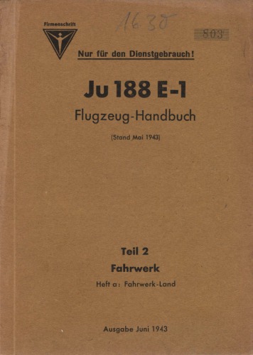 Ju-188 E-1 Flugzeug-Handbuch Teil 2 - Fahrwerk