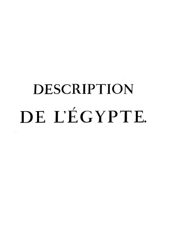 Description de L Egypt. Volume 1.