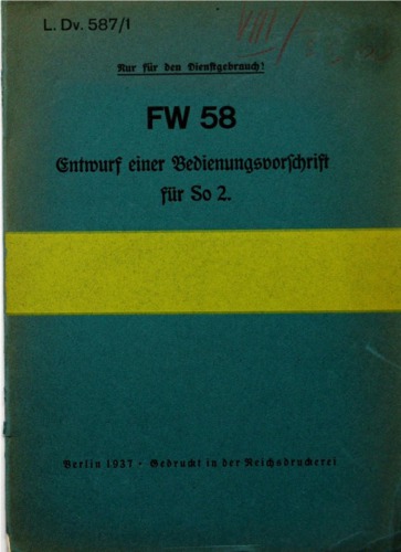 Fw 58Entwurf einer Bedienvorschrift f#252;r So 2