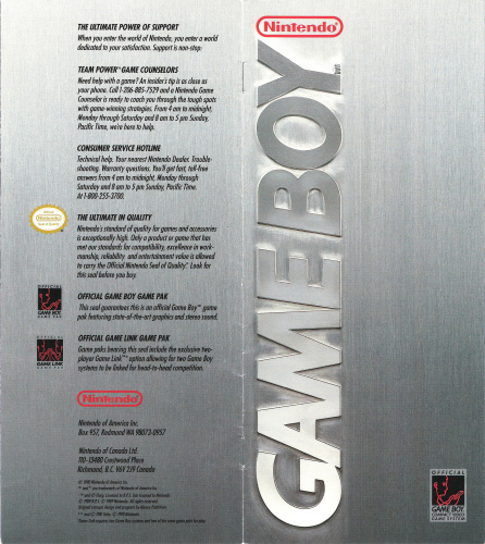 Nintendo Game Boy - Silver Booklet 