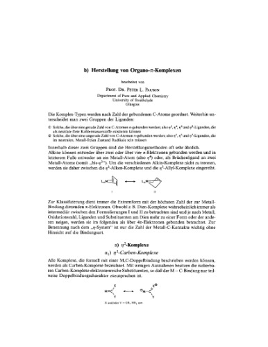 Houben-Weyl Methoden der organischen Chemie vol.E18 Organo-p-Metal Compounds