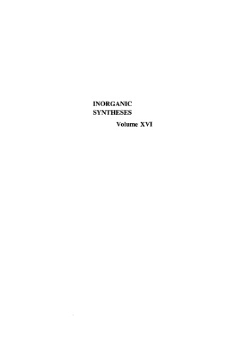 Inorganic Syntheses, Vol. 16