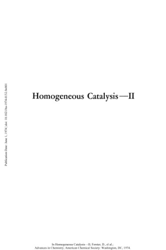 Homogeneous Catalysis II