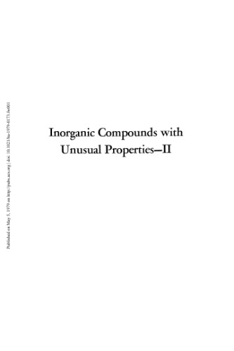 Inorganic Compounds with Unusual Properties II