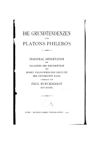 Die grundtendenzen von Platons Philebos