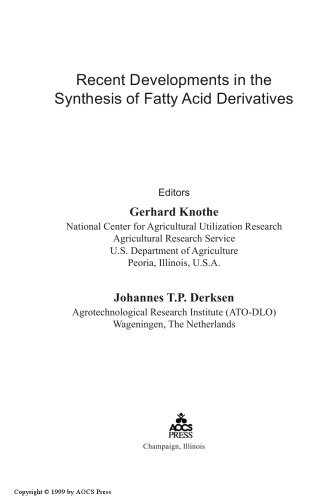 Recent Developments in the Synthesis of Fatty Acid Derivatives