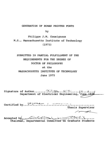 Generation of Roman printed fonts [PhD Thesis]