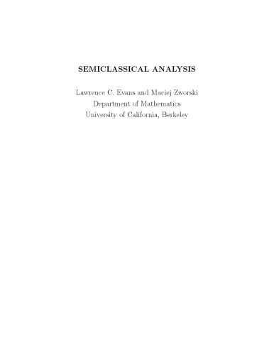 Semiclassical Analysis