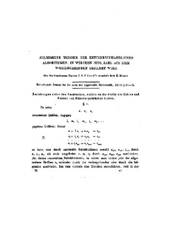 Allgemeine Theorie der kettenbruchaehnlichen [kettenbruchähnlichen] Algorithmen