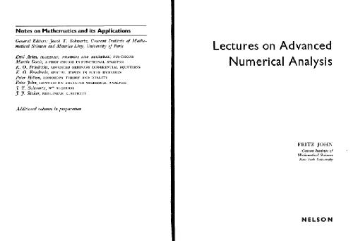 Lectures on advanced numerical analysis