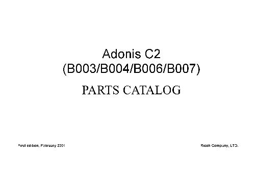 Adonis C2. (B003, B004, B006, B007) parts catalog