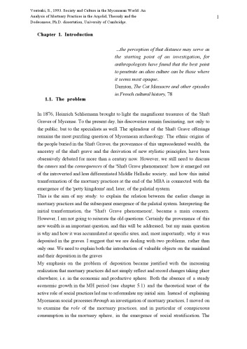 Society and Culture in the Mycenaean World: An Analysis of Mortuary Practices in the Argolid, Thessaly and the Dodecanese