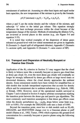 Guidelines for Use of Vapor Cloud Dispersion Models (Center for Chemical Process Safety)