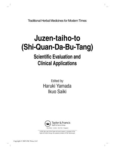 Juzen-taiho-to (Shi-Quan-Da-Bu-Tang): Scientific Evaluation and Clinical Applications