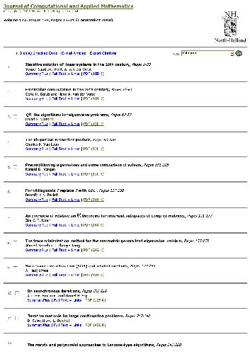 Numerical analysis 2000. Linear algebra