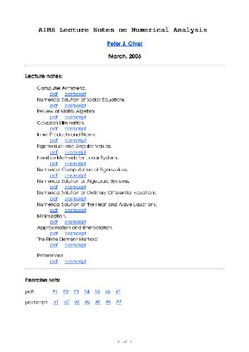 AIMS lecture notes on numerical analysis