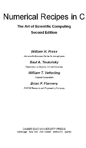 Numerical recipes in C: the art of scientific computing