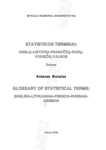 Statistikos terminai: anglų-lietuvių-prancūzų-rusų-vokiečių kalbos: žodynas