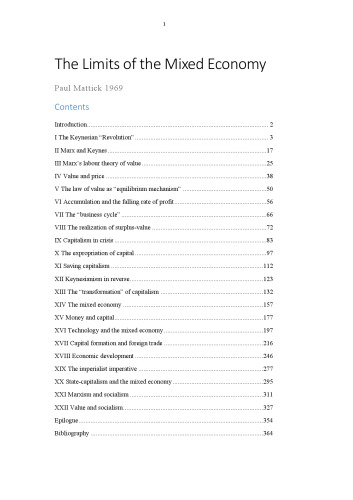 Marx and Keynes: The Limits of the Mixed Economy