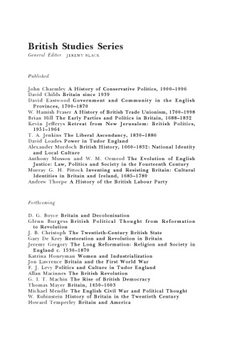 A History of British Trade Unionism, 1700-1998