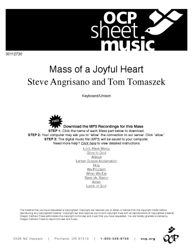 Mass of a Joyful Heart - Keyboard/Vocal Edition