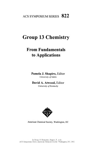 Group 13 Chemistry: From Fundamentals to Applications