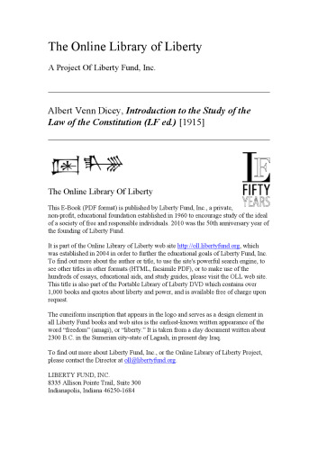 Introduction to the study of the law of the constitution