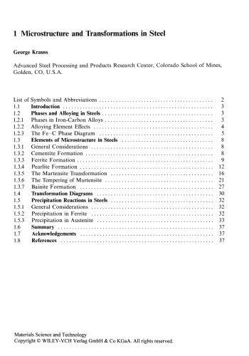 Constitution and Properties of Steels