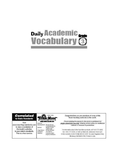 Daily Academic Vocabulary, Grade 3