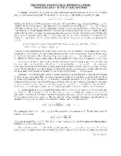 Piecewise polynomial interpolation, particularly with cubic splines