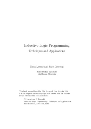 Inductive logic programming: techniques and applications