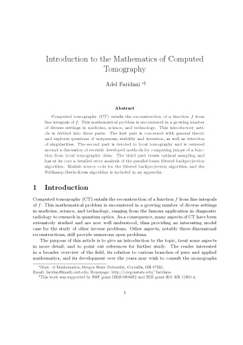 Introduction to the mathematics of computed tomography, in: Inside out. Uhlmann G.