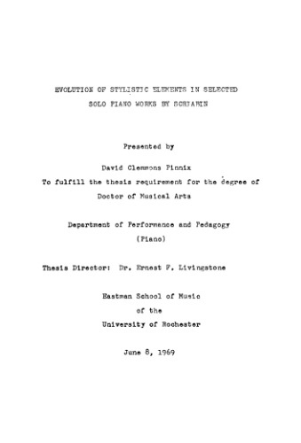 Evolution of stylistic elements in selected solo piano works by Scriabin