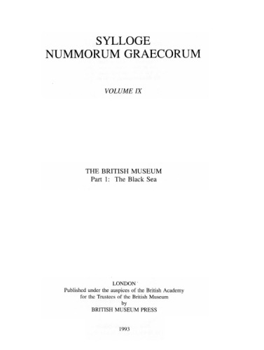 Sylloge nummorum Graecorum / Vol. 9, The, British Museum / British Academy. Pt. 1, The Black Sea