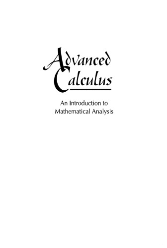 Advanced calculus : an introduction to mathematical analysis