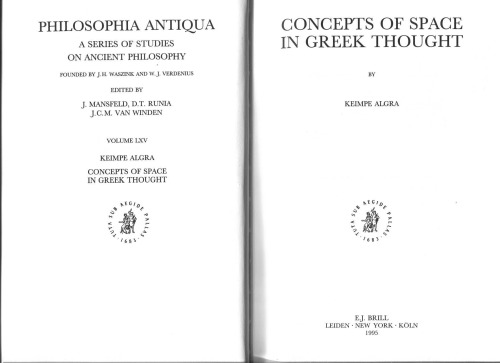 Concepts of Space in Greek Thought