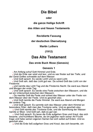 Die Bibel, oder Die ganze Heilige Schrift des Alten und Neuen Testaments