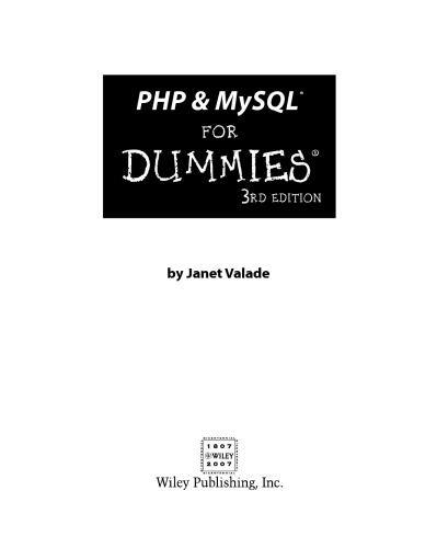 PHP & MySQL for dummies