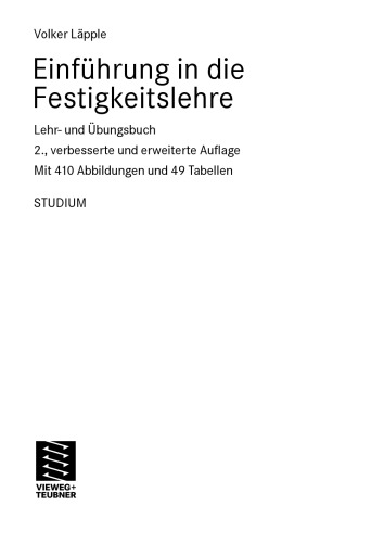 Einführung in die Festigkeitslehre : Lehr- und Übungsbuch ; mit 49 Tabellen