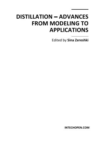 Distillation - Advances from Modeling to Applications