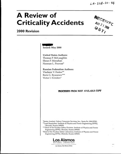 Review of Criticality Accidents