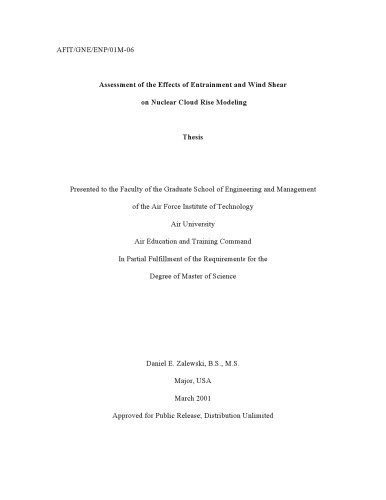 Effect of Entrainment and Wind Shear on Nuclear Cloud Rise Modeling