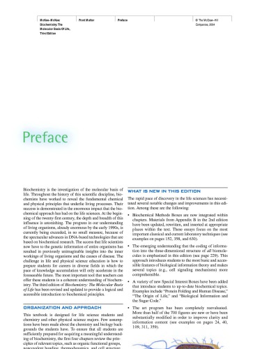 Biochemistry - the Molecular Basis of Life