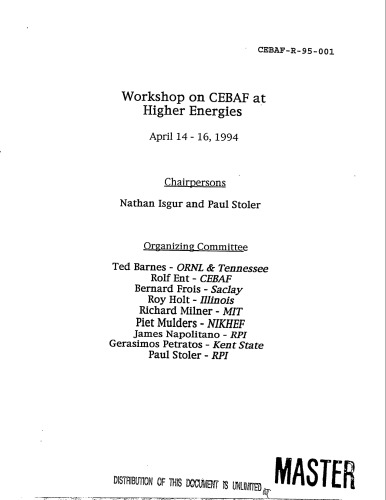 Workshop on CEBAF at Higher Energies