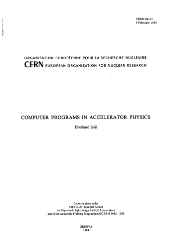 CERN - Computer Programs in Accelerator Physics