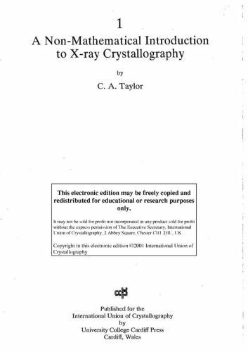 A Non-Mathematical Introduction to X-Ray Crystallography [short article]